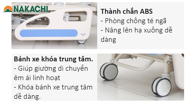 lan can giường và bánh xe giường bệnh nhân A15